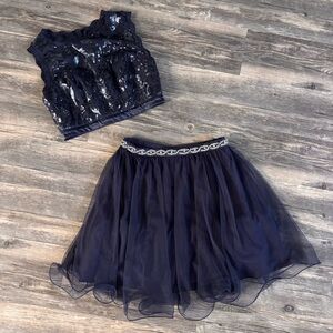 Sequin Hearts Navy Blue Formal 2 piece dress